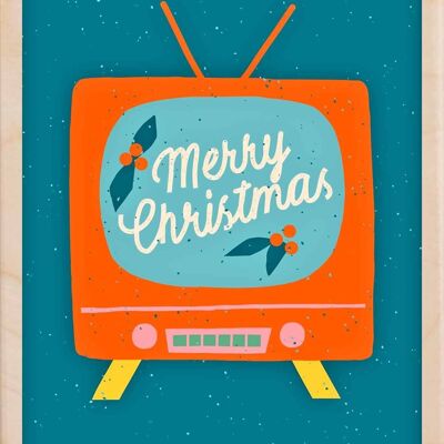 Holzpostkarte TV-Weihnachtskarte