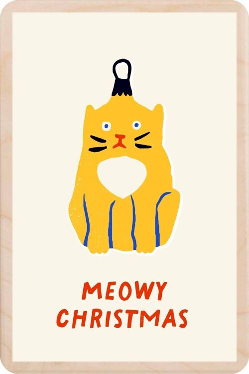 Wooden Postcard MEOWY Christmas Card