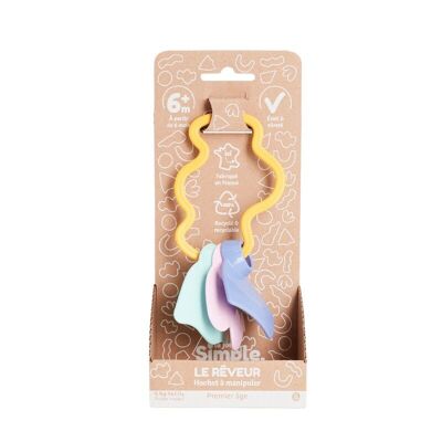 Jouet d'Éveil, Hochet, Made in France, 100% Plastique Recyclé, Lavable Lave-vaisselle, Cadeau Bébé, Jaune