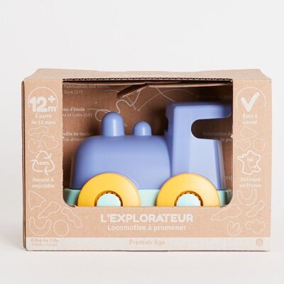 L'Explorateur - Blue Train - to ride - 12 months + - Made in France - 100% Recycled and Recyclable