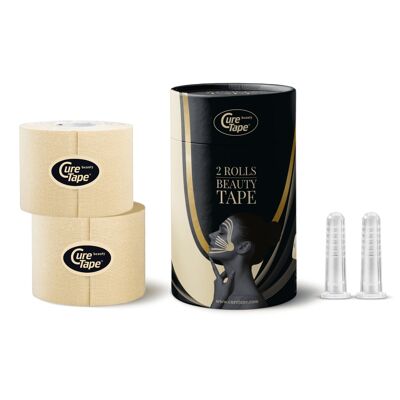 Cilindro de cinta de belleza CureTape® (2 rollos + mini tazas)