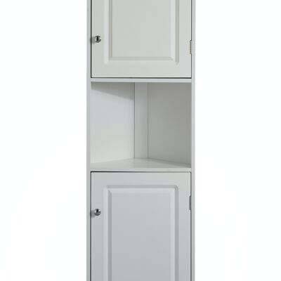 Panelled Corner Bathroom Tallboy Cabinet in White