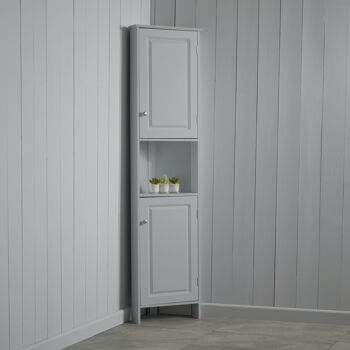 Armoire de salle de bain d'angle à panneaux en gris 3