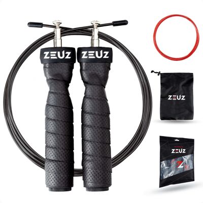 ZEUZ® Crossfit & Fitness Springtouw – Verstelbaar – Speed Rope – Volwassenen – SR-3 – Schwarz