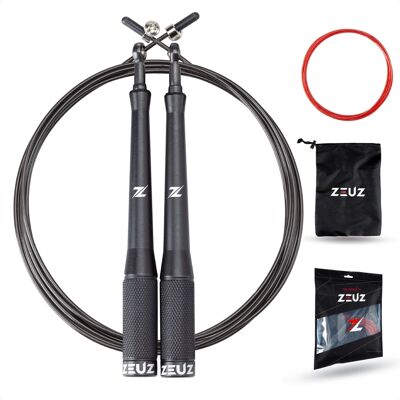 ZEUZ® Professioneel Crossfit & Fitness Springtouw – Verstelbaar – Speed Rope – Volwassenen – SR-2 - Nero