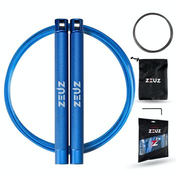 ZEUZ® Professioneel Crossfit & Fitness Springtouw – Verstelbaar – Speed Rope – Volwassenen – Marine Blauw 1