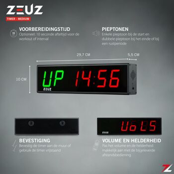 ZEUZ® Medium Crossfit, Fitness & Sport Interval Timer - Chronomètre, Compte à rebours & Aftelklok - Tabata & HIIT Digitale Klok 2