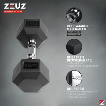 ZEUZ® Hexa Dumbbell 1 Stuk 27,5 KG – Hexagon Gewichten – Crossfit, Fitness & Krachttraining 3
