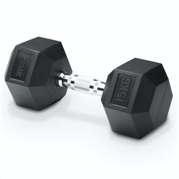 ZEUZ Hexa Dumbbell 1 Stuk 15 KG – Hexagon Gewichten – Crossfit, Fitness & Krachttraining 5