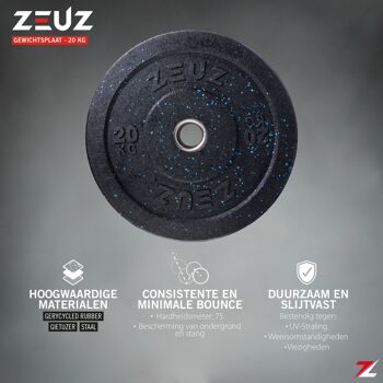 ZEUZ® 1 Stuk Halterschijf 20 KG – Gewichten Set – 20kg Bumper Plates – voor 50 mm Halter – Crossfit & Fitness 3