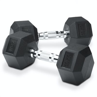 ZEUZ Hexa Dumbbells Set 2 x 10 KG – Hexagon Gewichten Dumbbellset – Crossfit, Fitness & Krachttraining Dumbellset