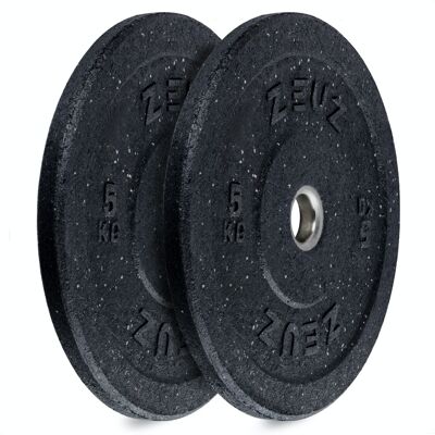 ZEUZ® Halterschijf 2 Stuks 5 KG – Gewichten Set – 5kg Bumper Plates – para 50 mm Halter – Crossfit & Fitness