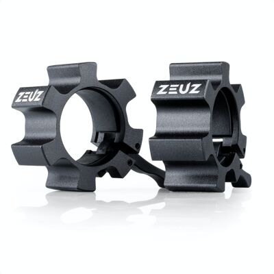 ZEUZ® 2 Stuks Aluminio 50 MM Haltersluiting & Halterklem – Halterstangsluiter – Barbell Lock Jaw – Zwart
