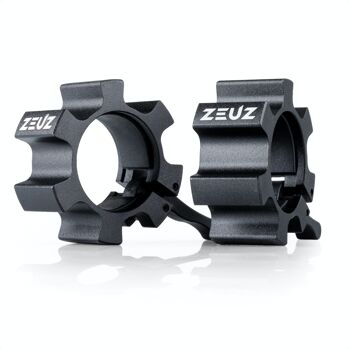 ZEUZ® 2 Stuks Aluminium 50 MM Haltersluiting & Halterklem – Halterstangsluiter – Barbell Lock Jaw – Zwart 1