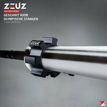 ZEUZ® 2 Stuks Aluminium 50 MM Haltersluiting & Halterklem – Halterstangsluiter – Barbell Lock Jaw – Zwart 3