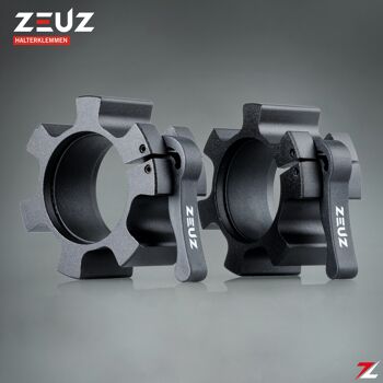 ZEUZ® 2 Stuks Aluminium 50 MM Haltersluiting & Halterklem – Halterstangsluiter – Barbell Lock Jaw – Zwart 4