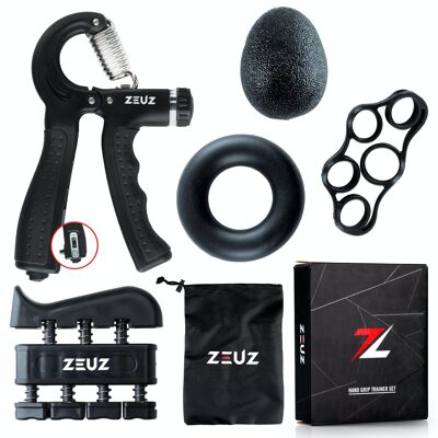 ZEUZ® 5-Delige Fitness Handtrainer Set – Trainer voor Hand, Onderarm, Pols & Vingers