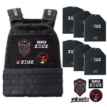 ZEUZ® Crossfit & Fitness Gewichtsvest 16,5 KG – Gilet tactique et gilet d'entraînement - Verstelbaar in Gewichten - Zwart 1