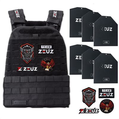 ZEUZ® Crossfit & Fitness Gewichtsvest 16,5 KG – Tactical Vest & Trainingsvest - Verstelbaar in Gewichten - Zwart