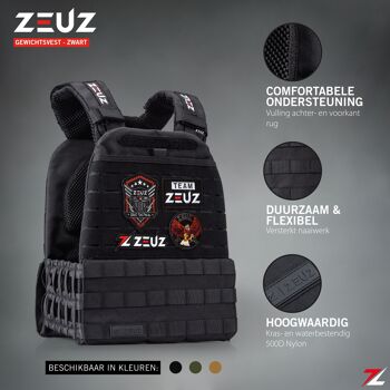 ZEUZ® Crossfit & Fitness Gewichtsvest 16,5 KG – Gilet tactique et gilet d'entraînement - Verstelbaar in Gewichten - Zwart 2