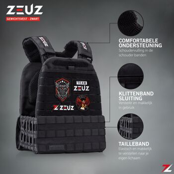 ZEUZ® Crossfit & Fitness Gewichtsvest 16,5 KG – Gilet tactique et gilet d'entraînement - Verstelbaar in Gewichten - Zwart 4