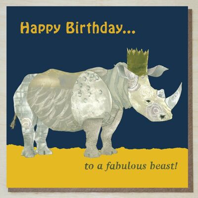 Tarjeta de cumpleaños Rhino 'Bestia fabulosa'