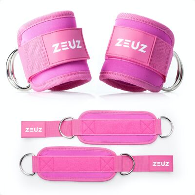 ZEUZ® 2 Stuks Enkelband Fitness – Ankle Cuff Strap – Kabelmachine – Sport Beenband – Enkel Straps – Rosa