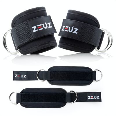 ZEUZ® 2 Stuks Enkelband Fitness – Ankle Cuff Strap – Kabelmachine – Sport Beenband Straps – Schwarz