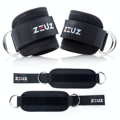 ZEUZ® 2 Stuks Enkelband Fitness – Ankle Cuff Strap – Kabelmachine - Sport Beenband Straps – Zwart