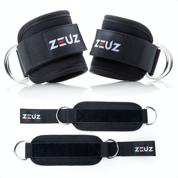 ZEUZ® 2 Stuks Enkelband Fitness – Cheville Cuff Strap – Kabelmachine - Sport Beenband Straps – Zwart 1