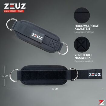 ZEUZ® 2 Stuks Enkelband Fitness – Cheville Cuff Strap – Kabelmachine - Sport Beenband Straps – Zwart 5
