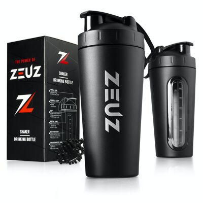 ZEUZ® Premium RVS Shakebeker – Proteïne Shaker – Shake Beker - BPA Vrij – 700 ml - Mat Zwart