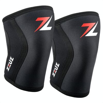 ZEUZ® 2 Stück Premium Kniebandage für Fitness, Crossfit und Sport – Knieband – Hosenträger – 7 mm – Größe XS