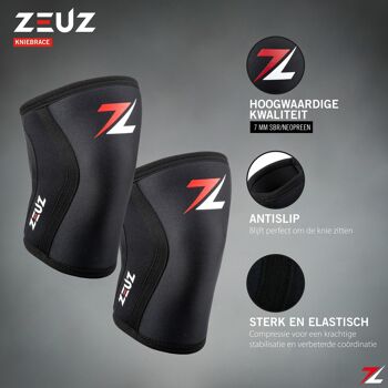 ZEUZ® 2 Stuks Premium Knie Brace voor Fitness, Crossfit & Sporten - Knieband - Bretelles - 7 mm - Maat XS 5