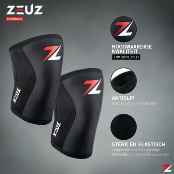 ZEUZ® 2 Stuks Premium Knie Brace voor Fitness, Crossfit & Sporten - Knieband - Bretelles - 7 mm - Maat S 5