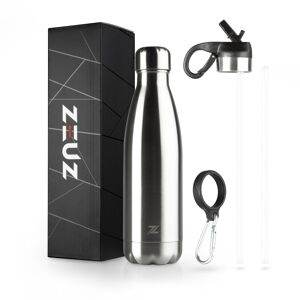 ZEUZ® Premium RVS Thermosfles & Drinkfles - Isoleerfles - Waterfles met Rietje - BPA Vrij - 500 ml - Argent