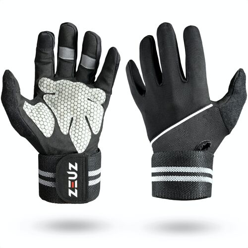 ZEUZ® Sport & Fitness Handschoenen Heren & Dames - Krachttraining – Crossfit Gloves - Grijs & Zwart - Maat XL