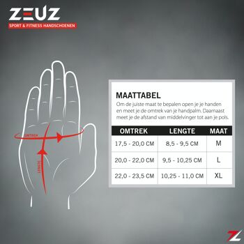 ZEUZ® Sport, Crossfit & Fitness Handschoenen Heren & Dames – Krachttraining - Maat M 5