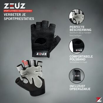 ZEUZ® Sport & Fitness Handschoenen Dames & Heren – Krachttraining - Crossfit Training – Gants pour une meilleure adhérence - Maat L 4