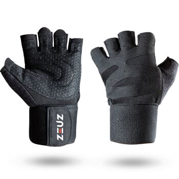 ZEUZ® Sport & Fitness Handschoenen Heren & Dames – Krachttraining Artikelen – Gym & Crossfit Training – Zwart – Maat L 1