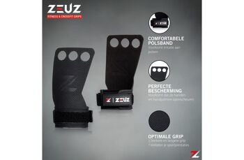 ZEUZ® Fitness & Crossfit Grips – Sport Handschoenen – Turnen – Gymnastics – Zwart – Maat XL 2