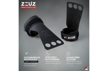 ZEUZ® Fitness & Crossfit Grips – Sport Handschoenen – Turnen – Gymnastics – Zwart – Maat XL 3
