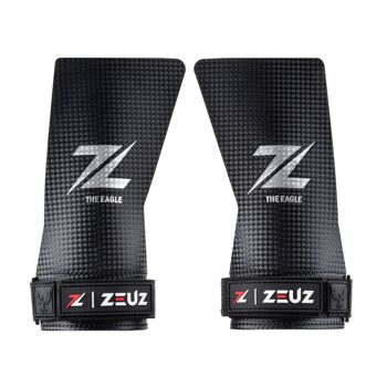 ZEUZ® Fitness & Crossfit Fingerless Grips – Sport Handschoenen – Turnen – Gymnastics – Zwart – Carbon - Maat S 1