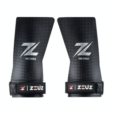 ZEUZ® Fitness & Crossfit Fingerless Grips – Sport Handschoenen – Turnen – Gymnastics – Zwart – Carbon – Maat L