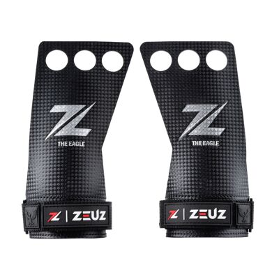 ZEUZ® Fitness & Crossfit Grips – Sport Handschoenen – Turnen – Gymnastics – Zwart – Carbon – Maat S