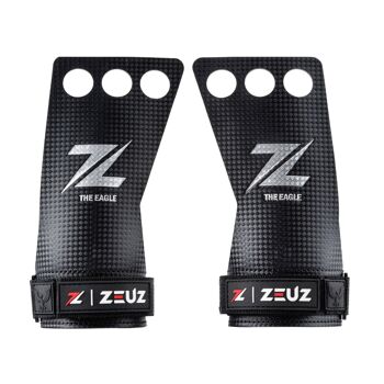 ZEUZ® Fitness & Crossfit Grips – Sport Handschoenen – Turnen – Gymnastics – Zwart – Carbon - Maat L 1
