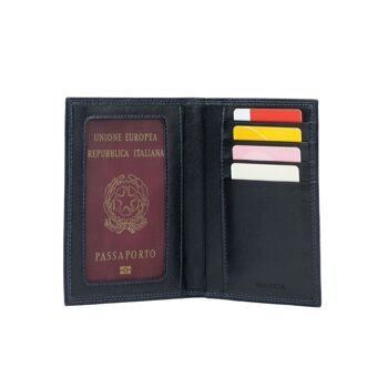 K10122AB | Porte-Documents + Passeport en Cuir Véritable Pleine Fleur, grain dollar/lisse. Coloris noir Dimensions fermé : 10 x 14 x 1 cm - Conditionnement : fond rigide/couvercle Coffret Cadeau 3