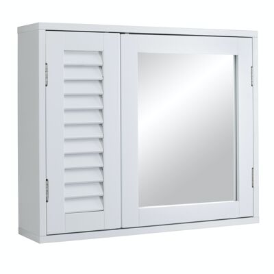 Louvre Style Bathroom Mirror Cabinet in White