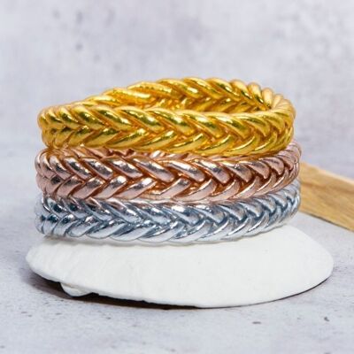 Brazalete budista trenzado genuino - Oro - Talla M de MaLune