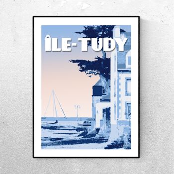 AFFICHE ÎLE-TUDY - Bleu